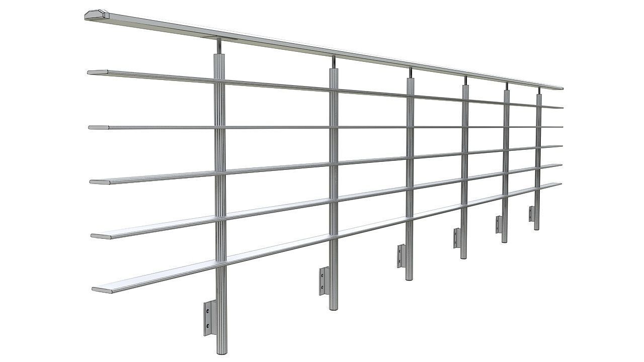 Steel pipe balcony railing 3D model_8