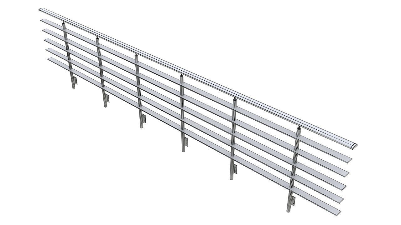 Steel pipe balcony railing 3D model_7