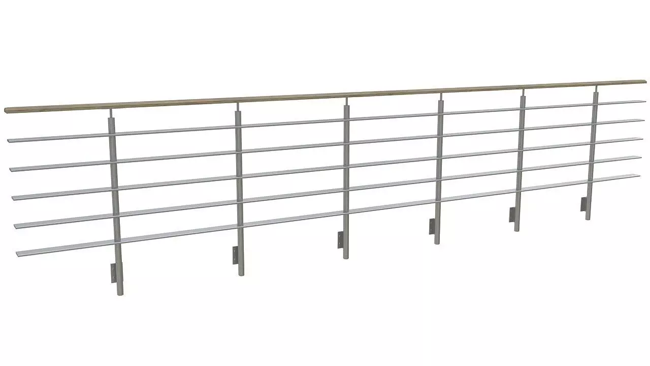 Steel pipe balcony railing 3D model_0