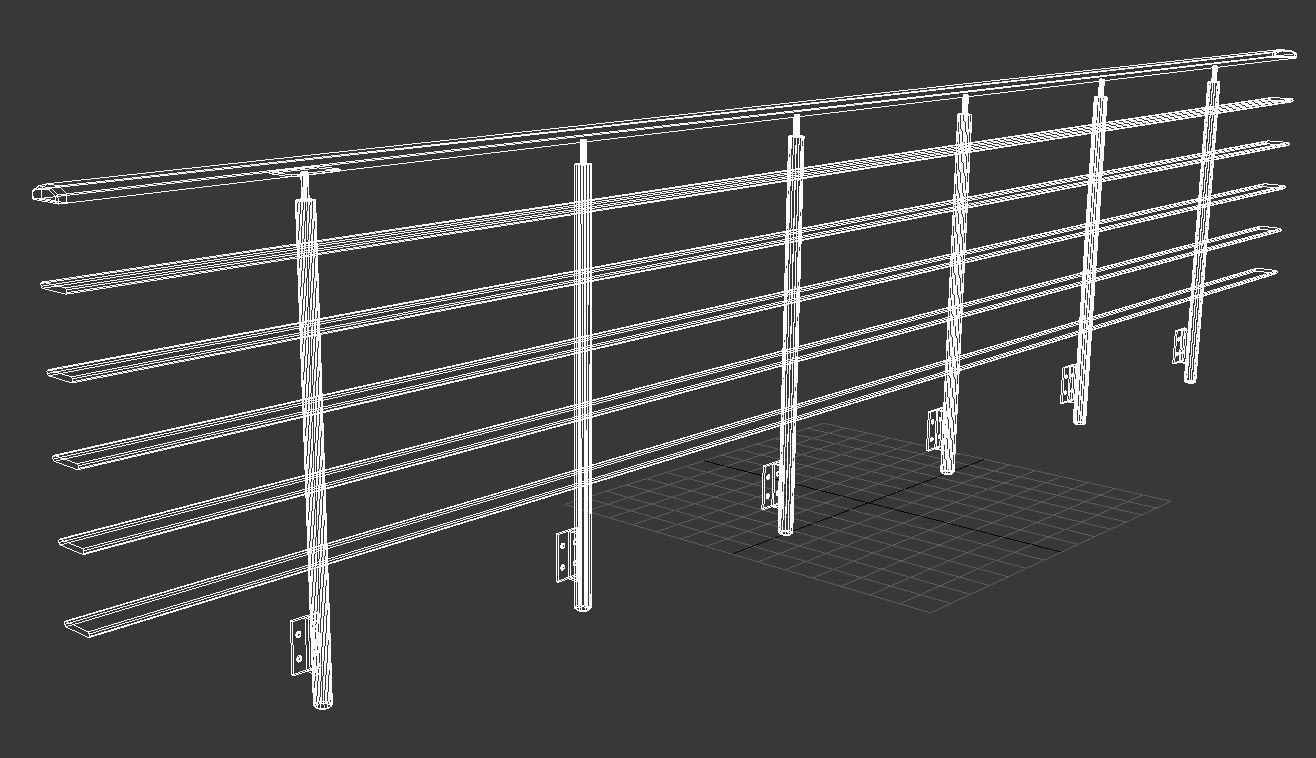 Steel pipe balcony railing 3D model_10