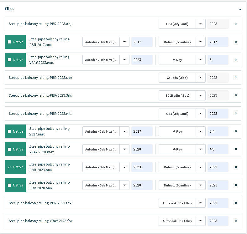 Steel pipe balcony railing 3D model_14