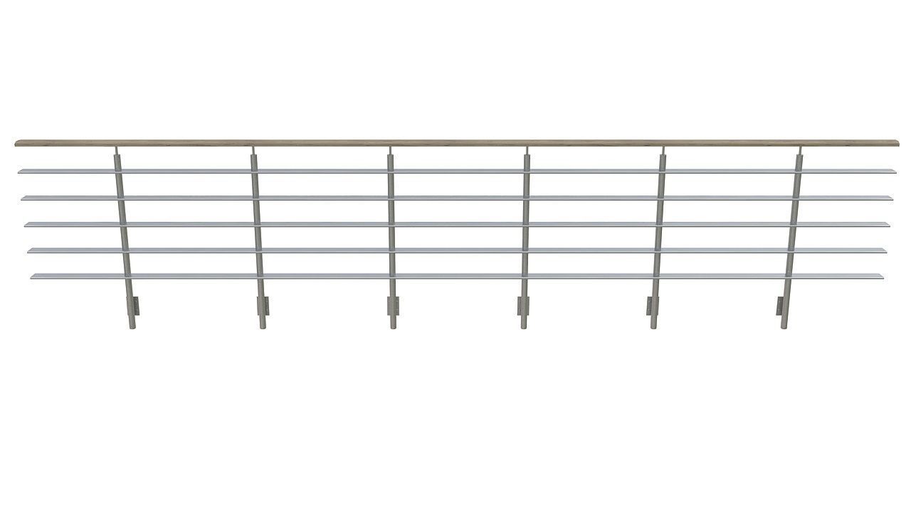 Steel pipe balcony railing 3D model_1