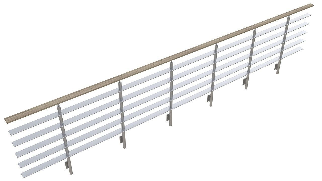 Steel pipe balcony railing 3D model_3