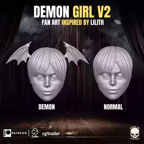 Demon Girl V2 fan art head inspired by Lilith