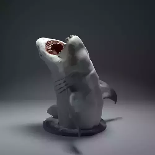 Great White Shark Breach for 3D Printing