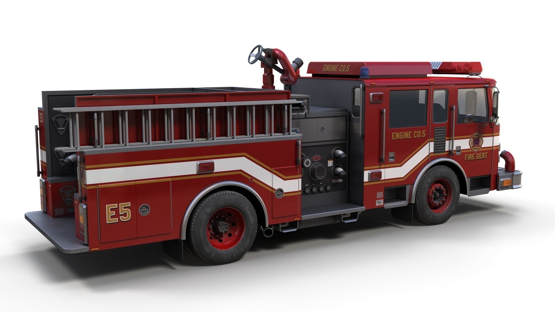 Generic fire truck Low-poly 3D model_2