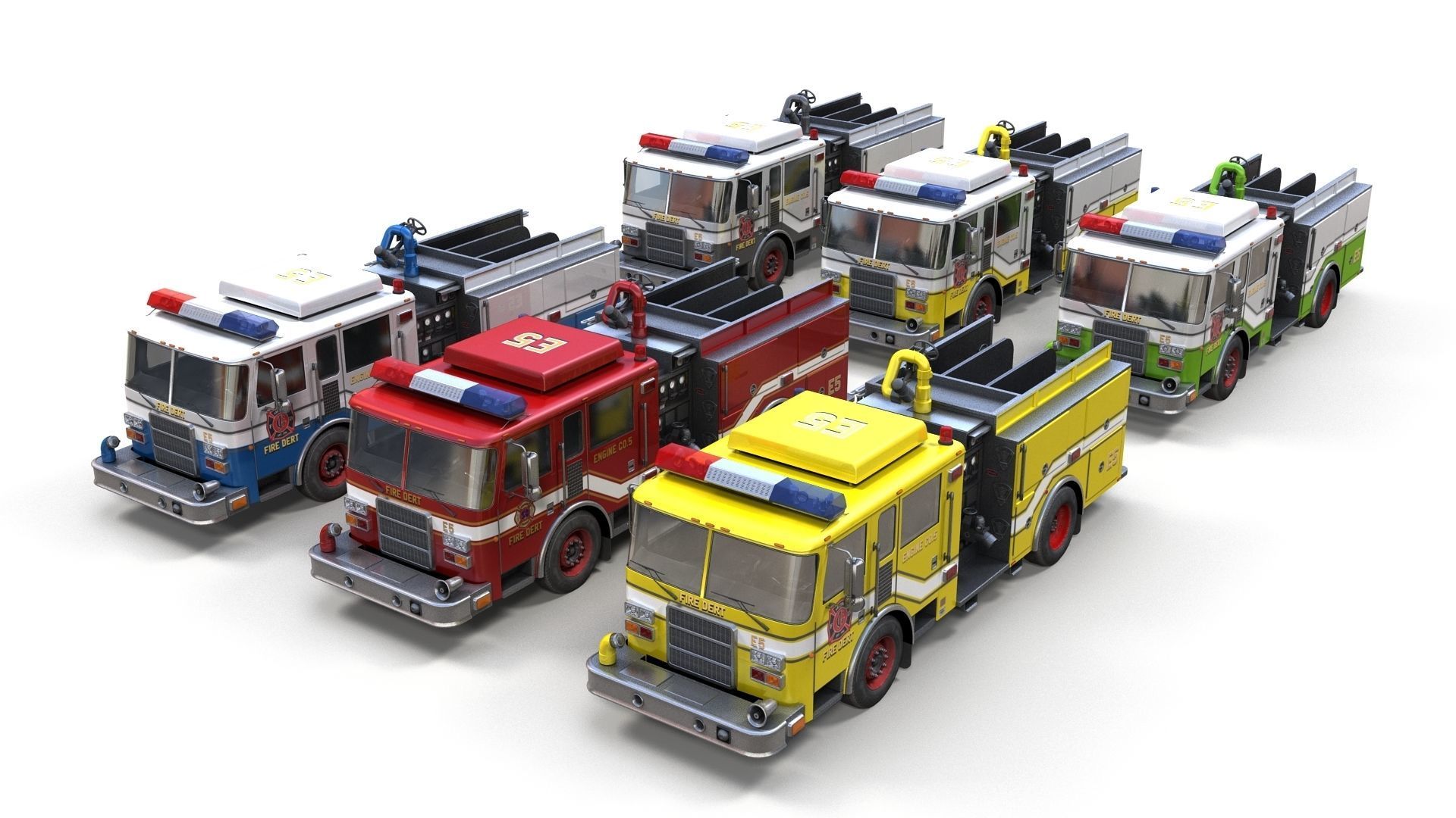 Generic fire truck Low-poly 3D model_8