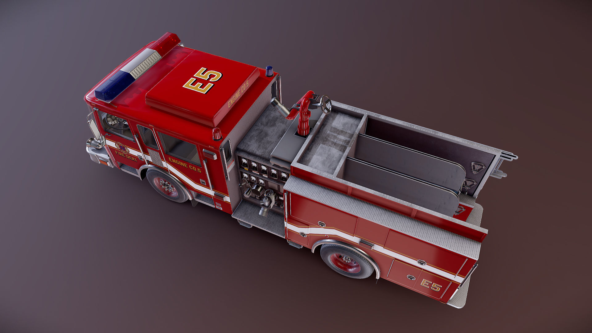 Generic fire truck Low-poly 3D model_21