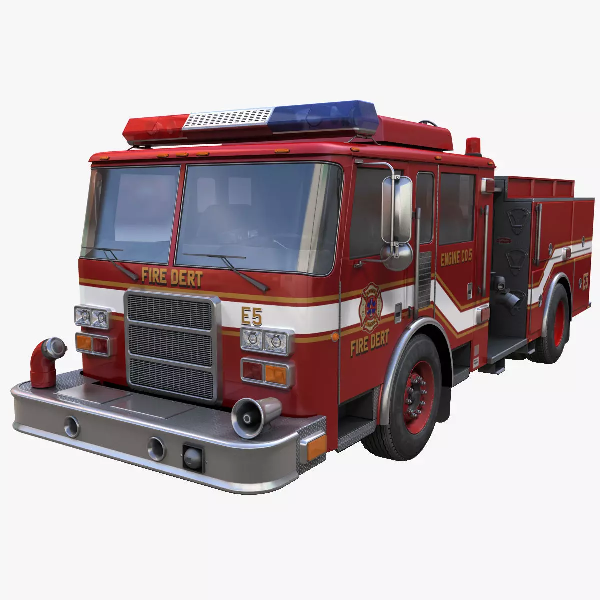Generic fire truck Low-poly 3D model_0