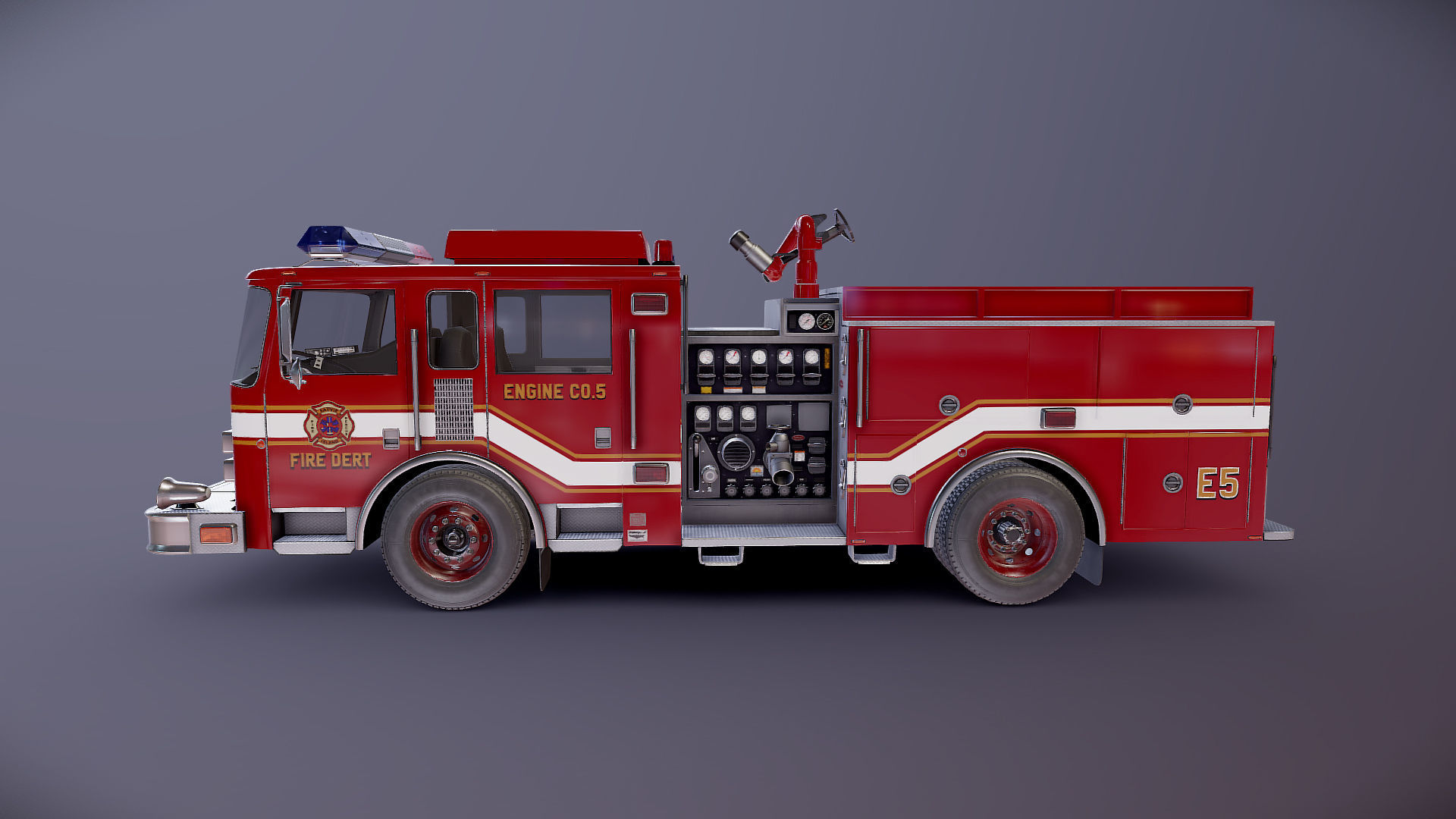 Generic fire truck Low-poly 3D model_19