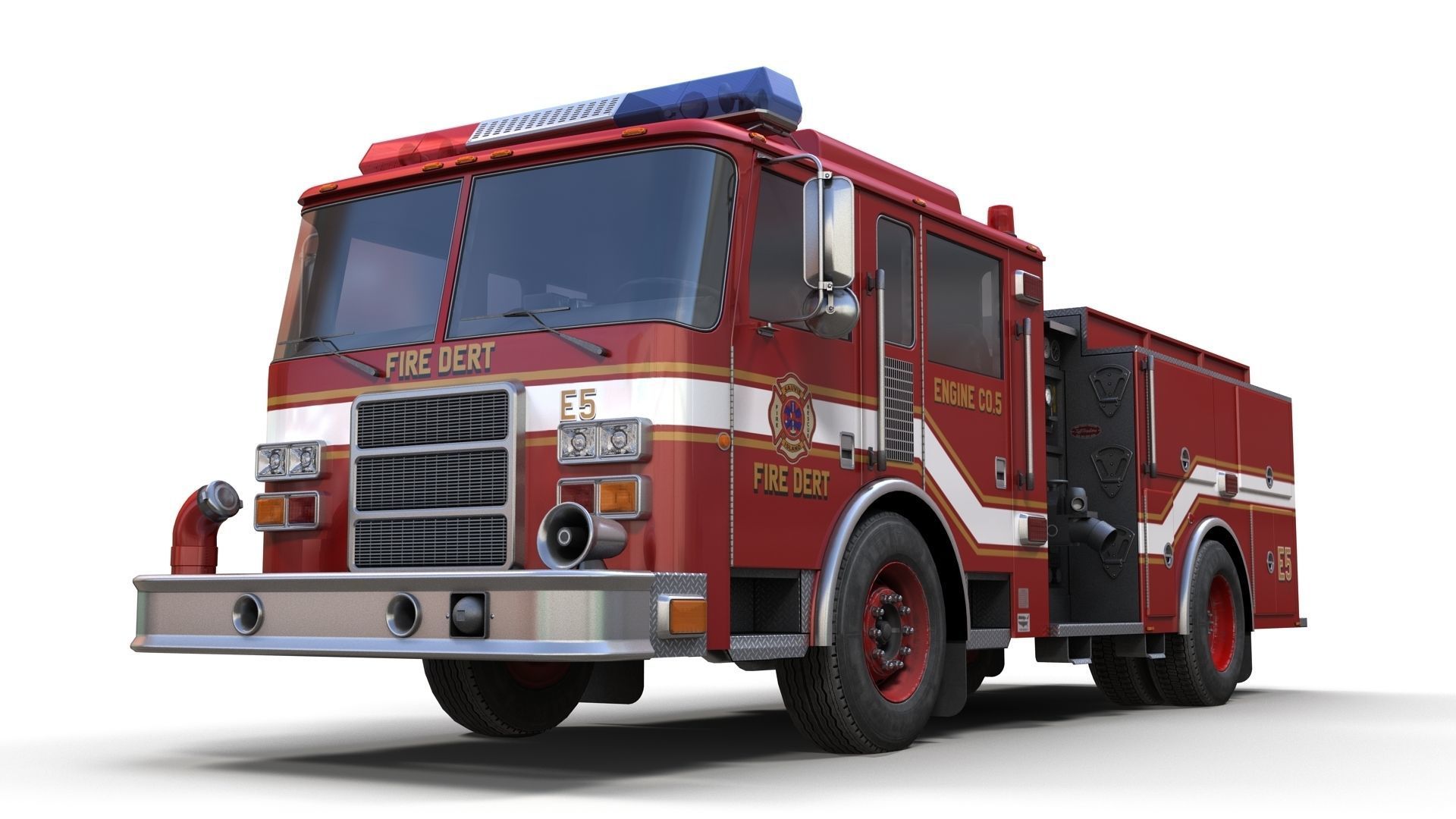 Generic fire truck Low-poly 3D model_7