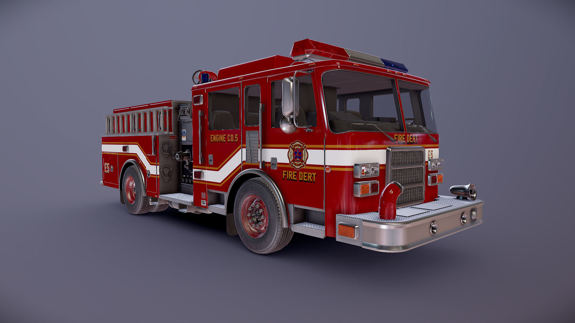 Generic fire truck Low-poly 3D model_24