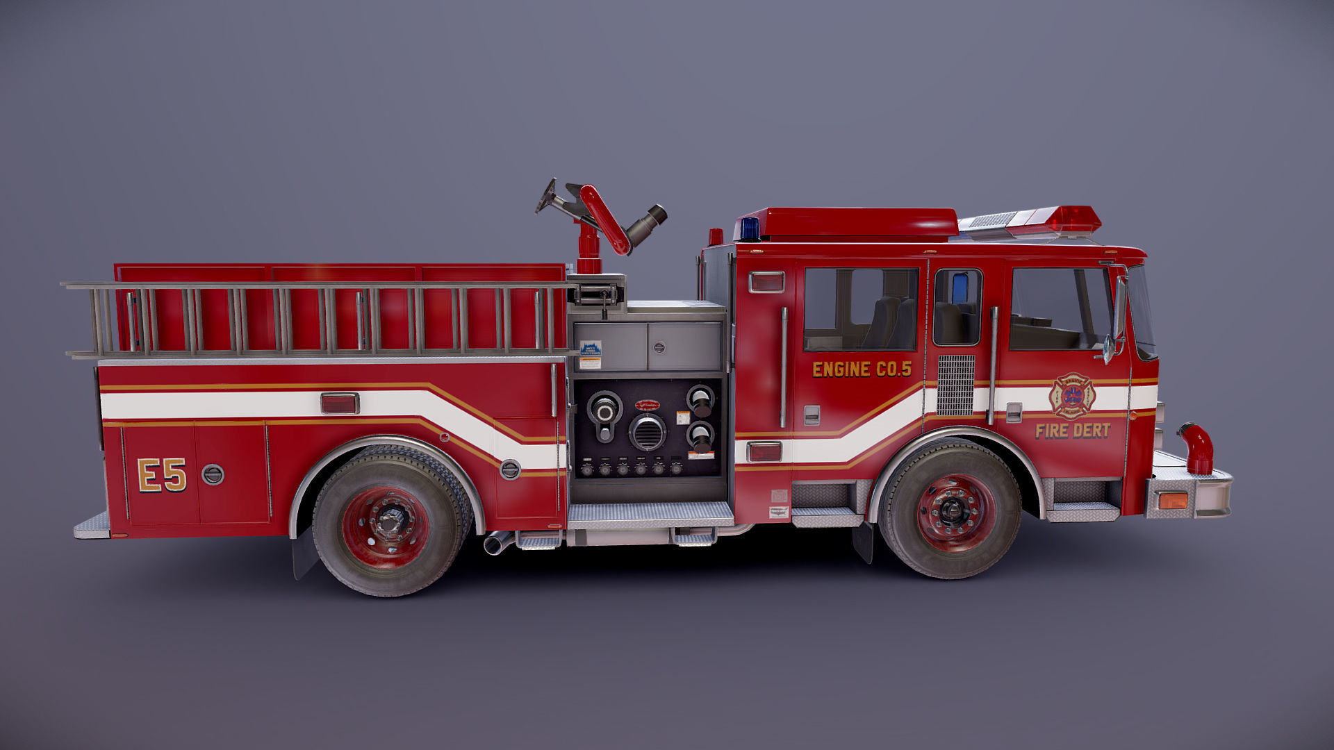 Generic fire truck Low-poly 3D model_20