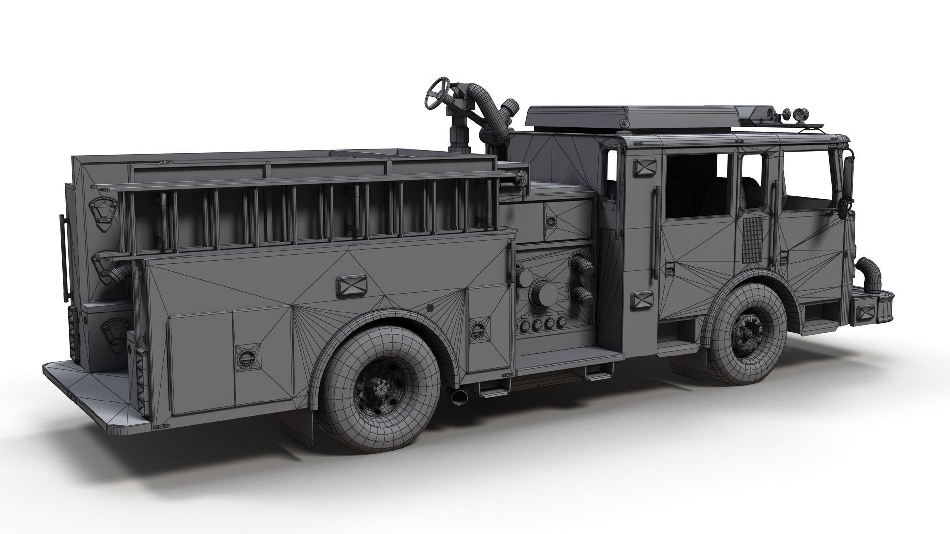 Generic fire truck Low-poly 3D model_10