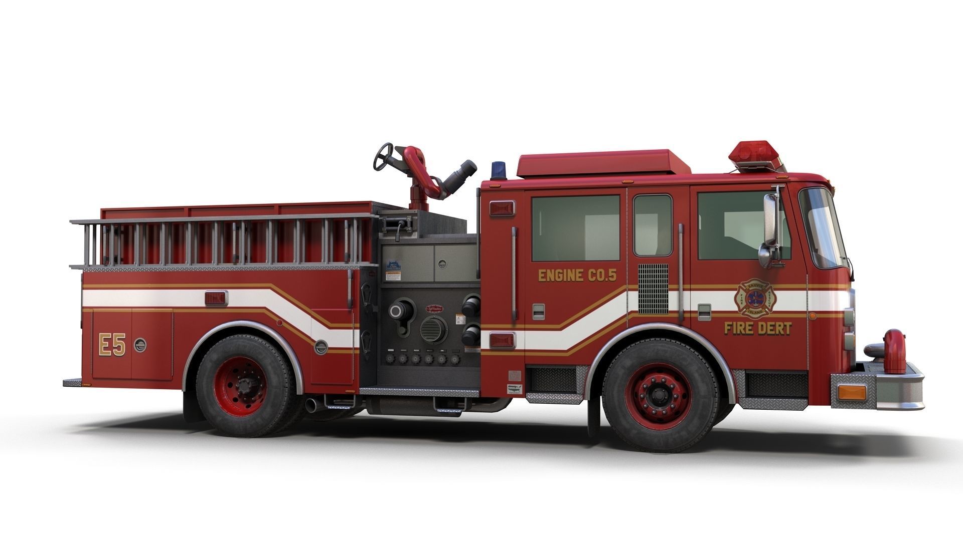 Generic fire truck Low-poly 3D model_5
