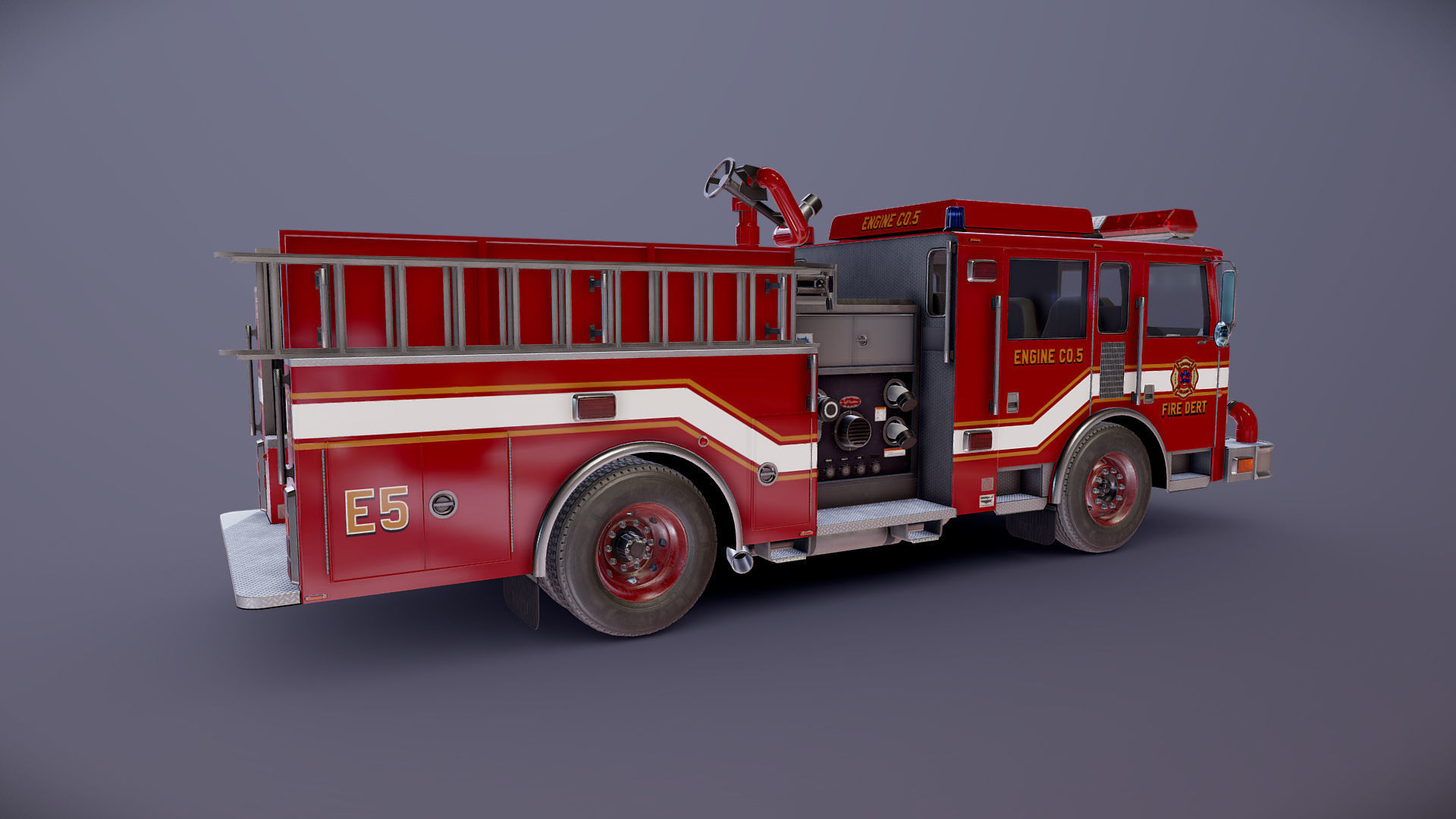 Generic fire truck Low-poly 3D model_18