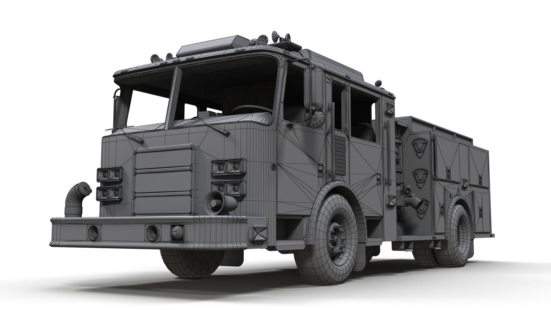 Generic fire truck Low-poly 3D model_16