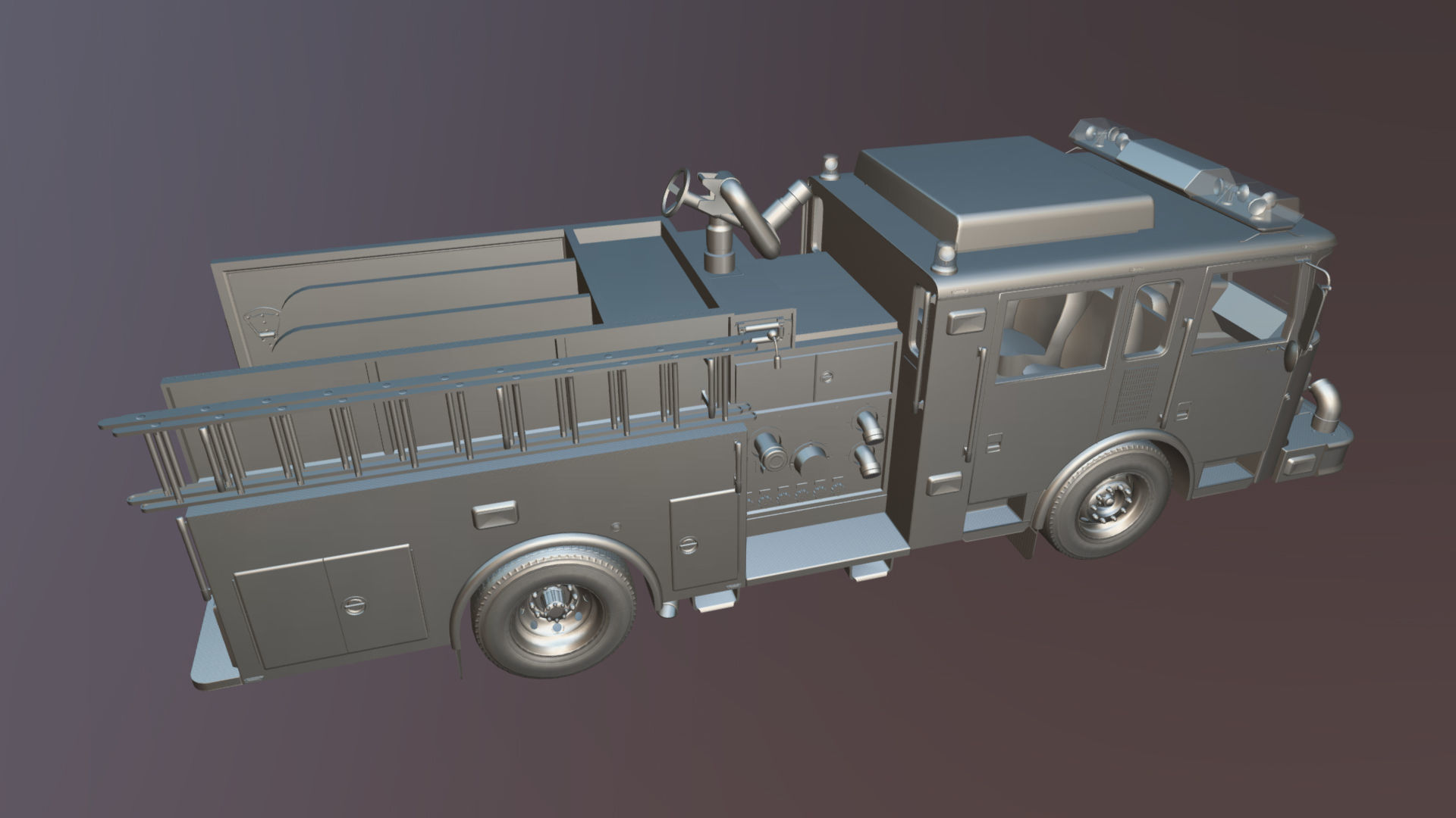 Generic fire truck Low-poly 3D model_33