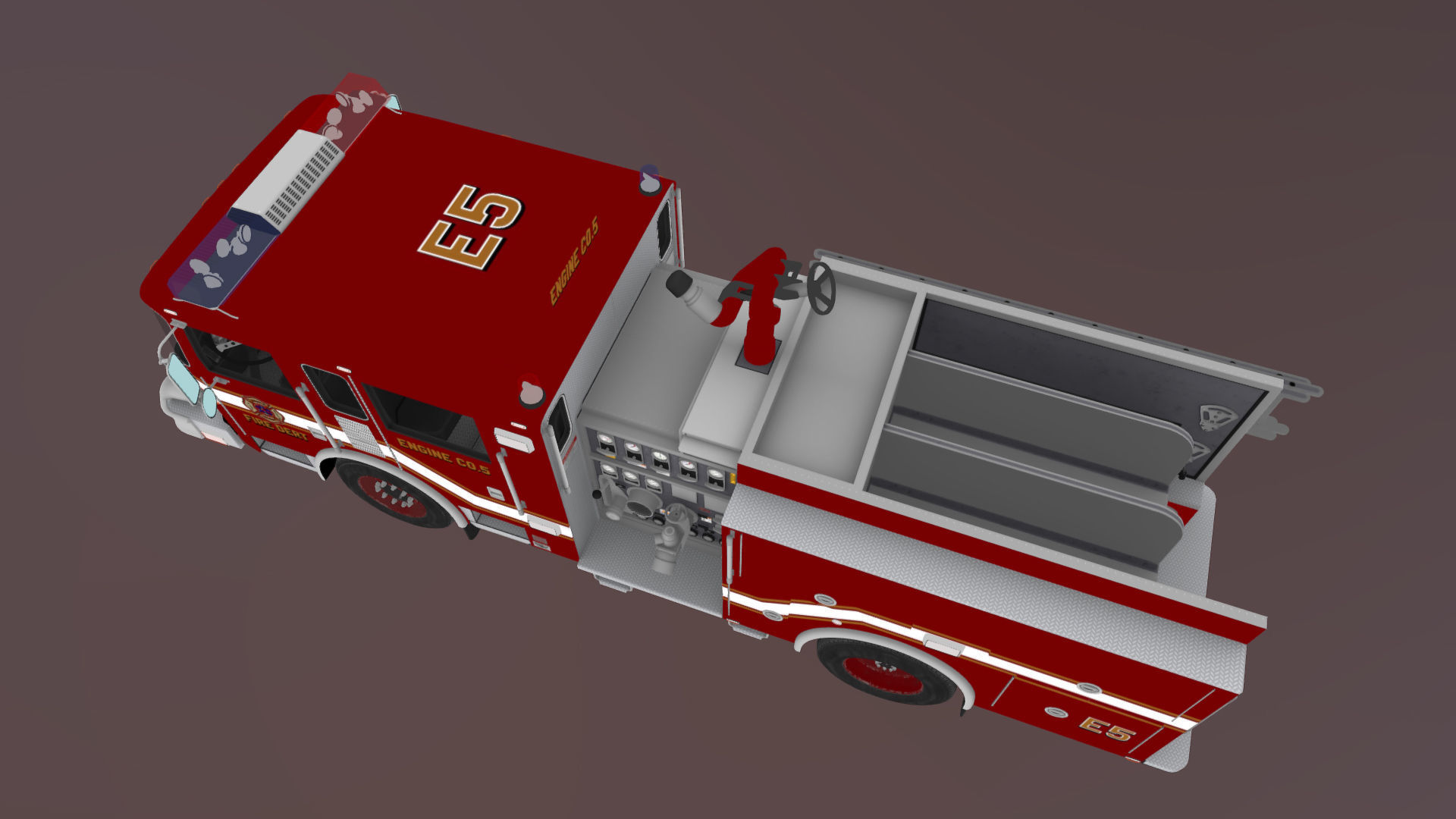 Generic fire truck Low-poly 3D model_37