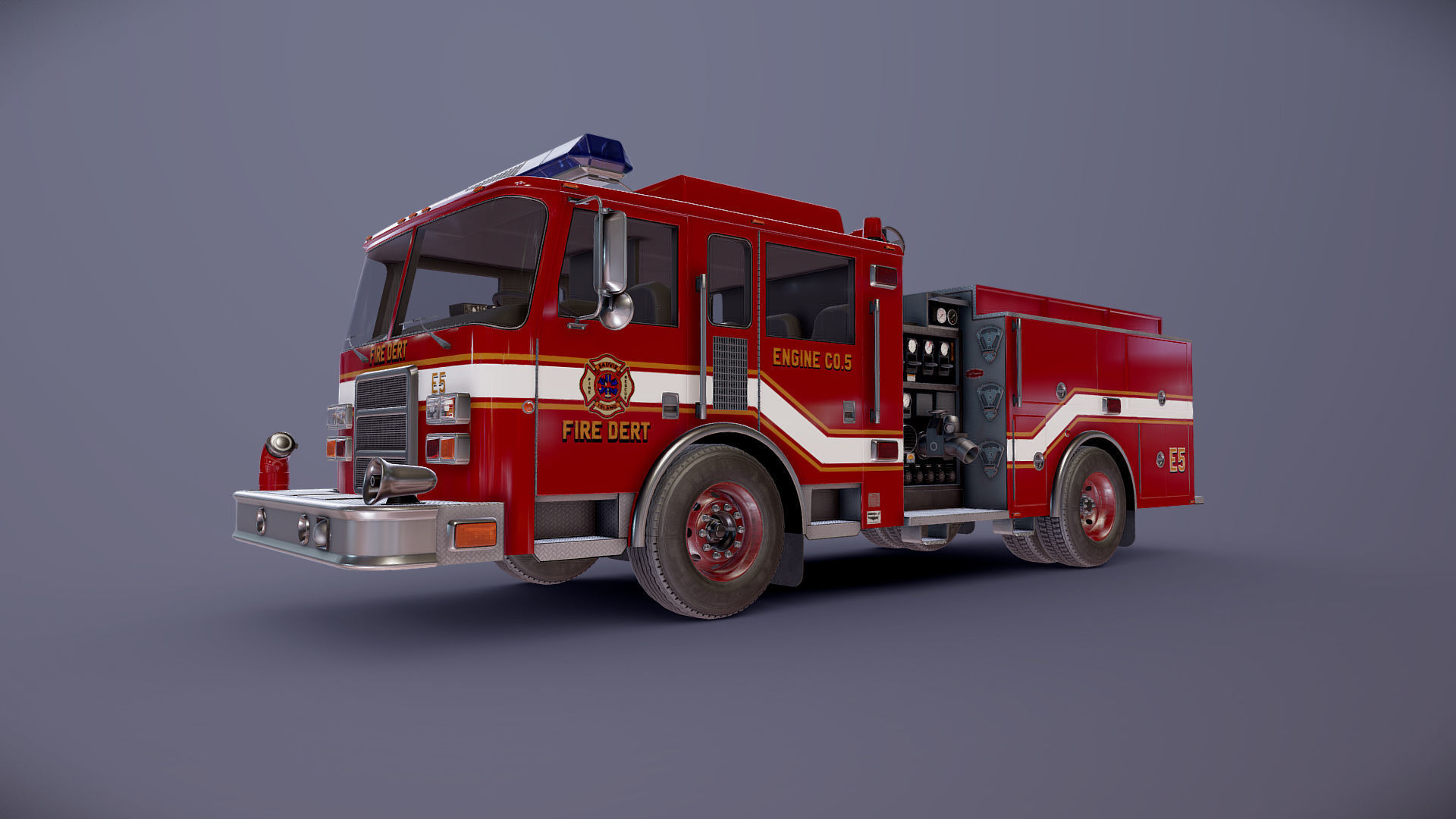 Generic fire truck Low-poly 3D model_25
