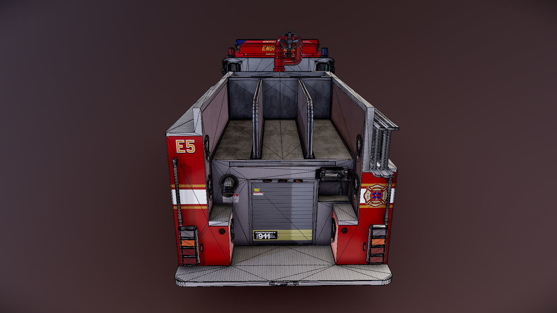 Generic fire truck Low-poly 3D model_29