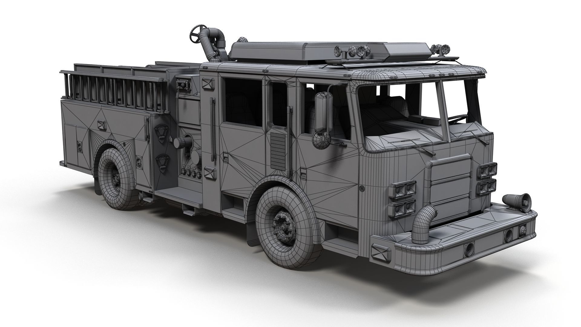 Generic fire truck Low-poly 3D model_14