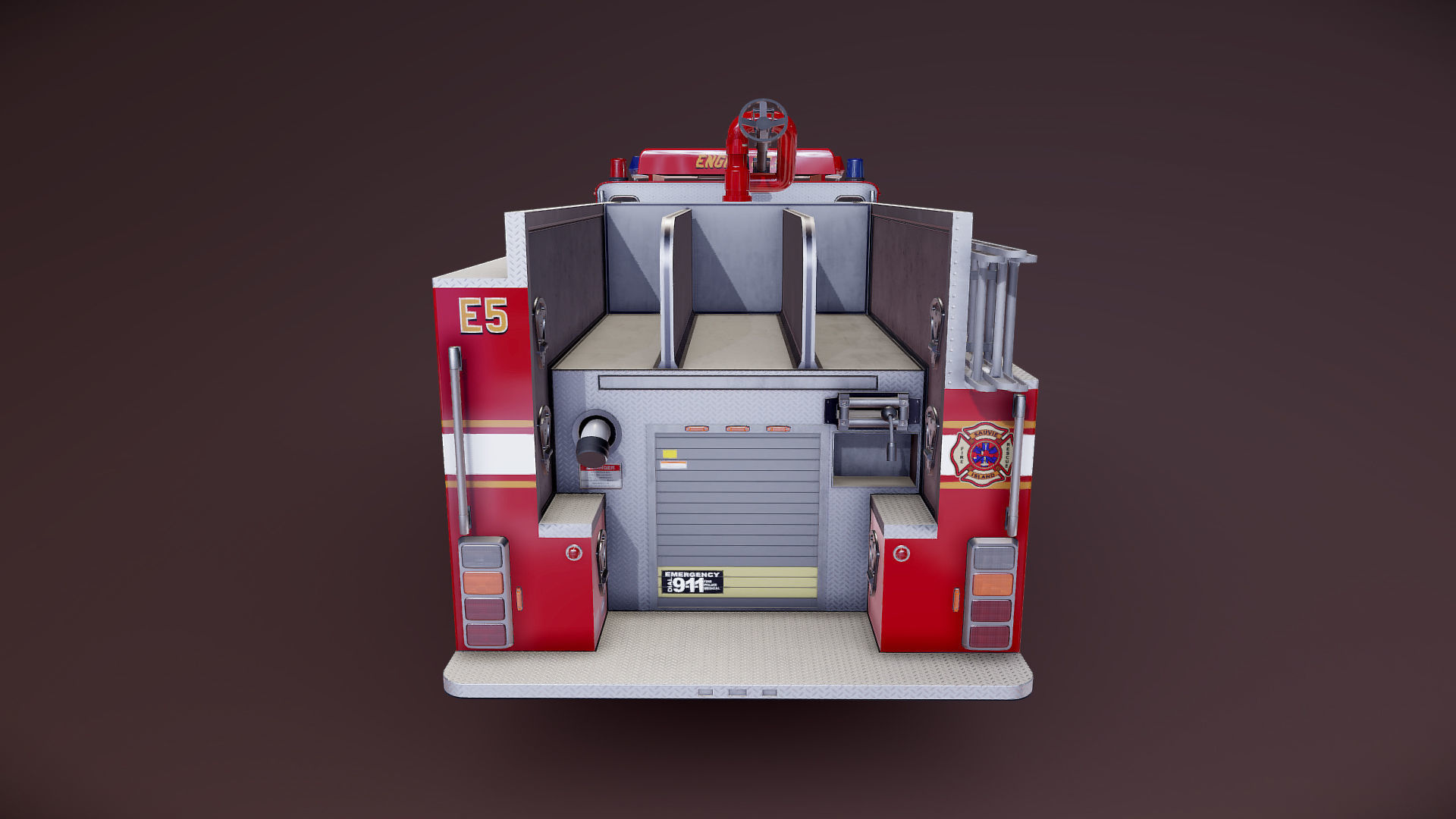 Generic fire truck Low-poly 3D model_23