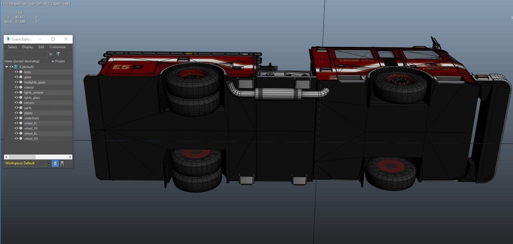 Generic fire truck Low-poly 3D model_42