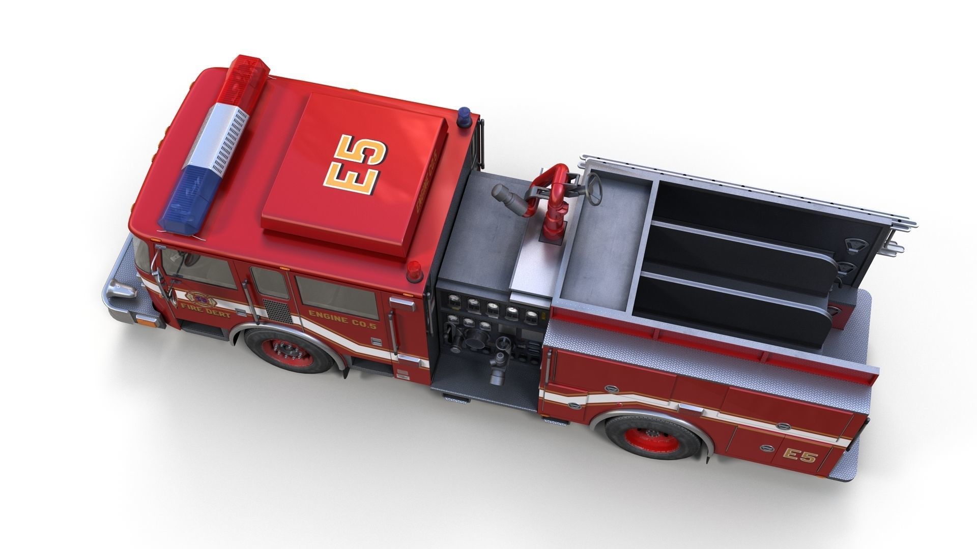 Generic fire truck Low-poly 3D model_3