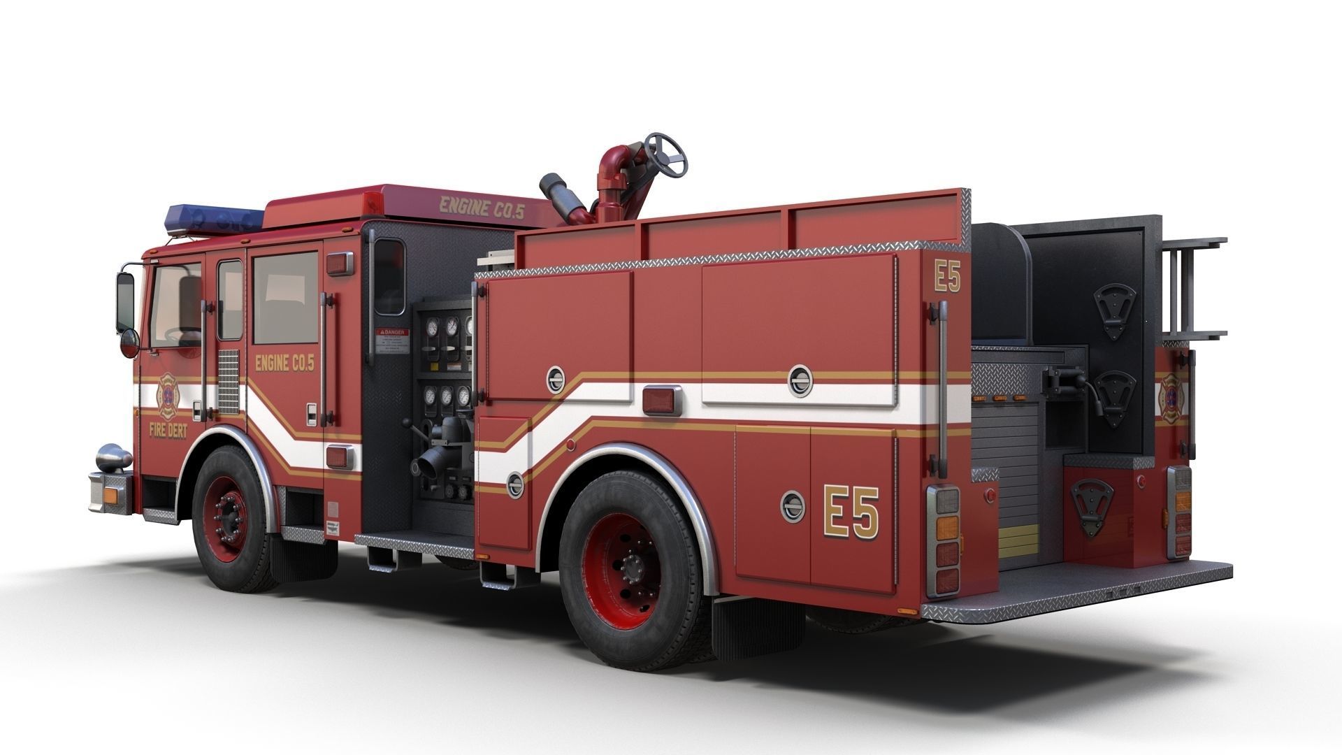 Generic fire truck Low-poly 3D model_6