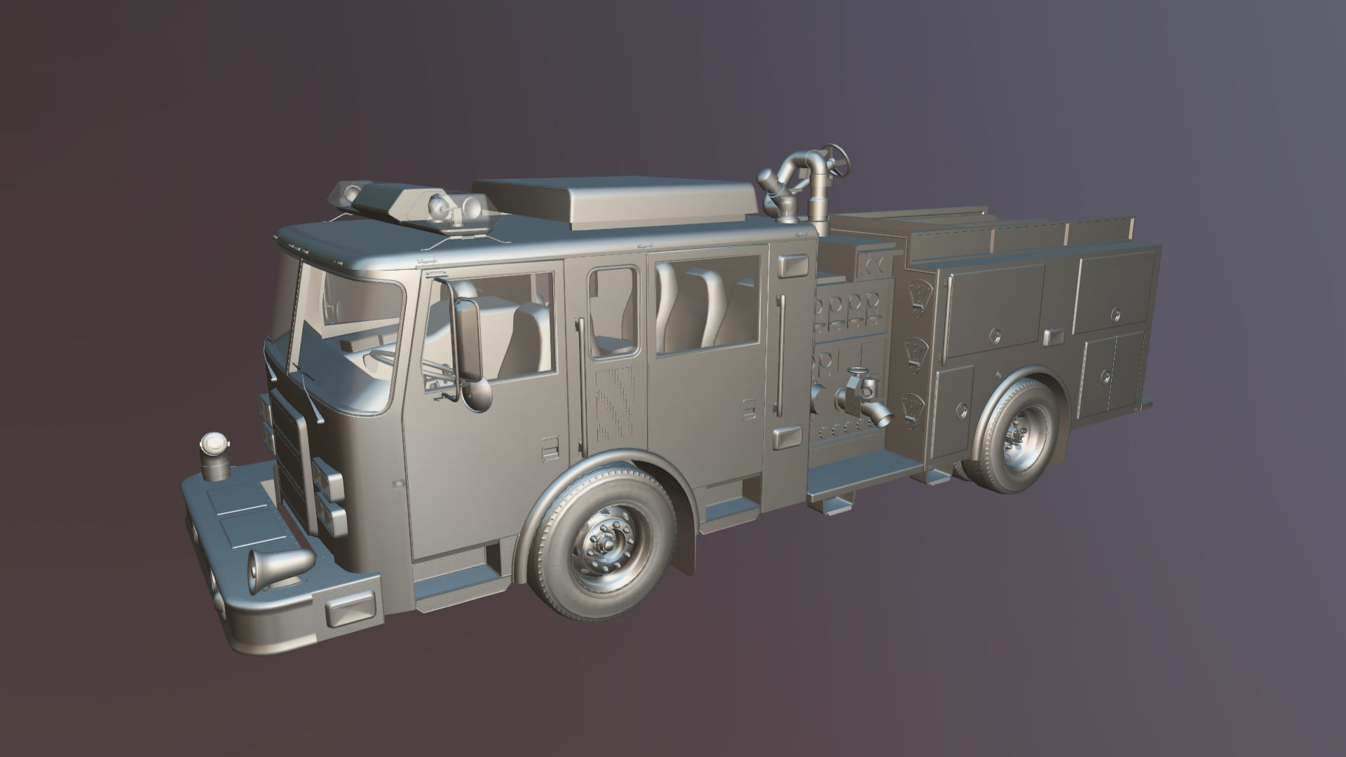 Generic fire truck Low-poly 3D model_30
