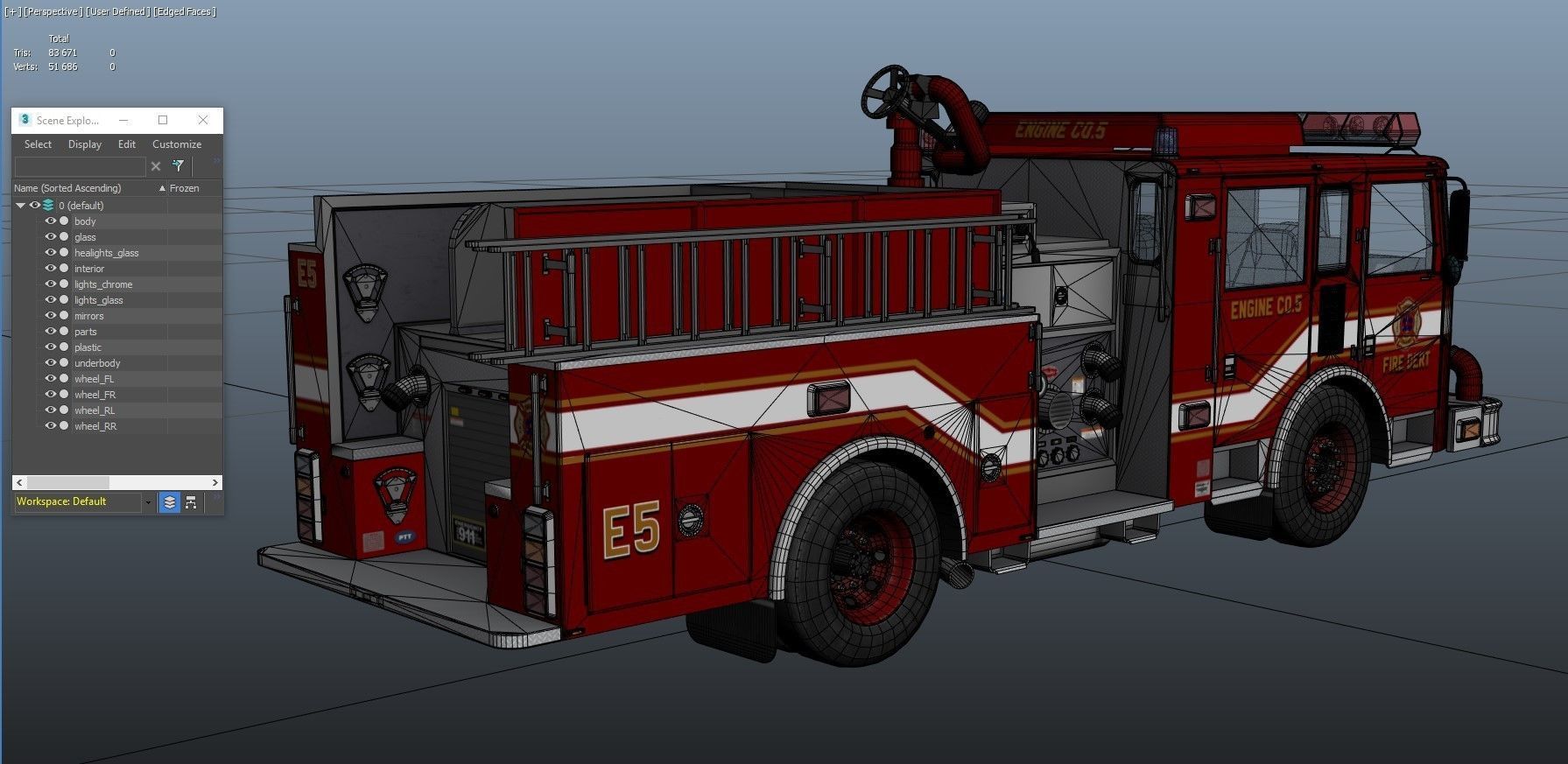 Generic fire truck Low-poly 3D model_40