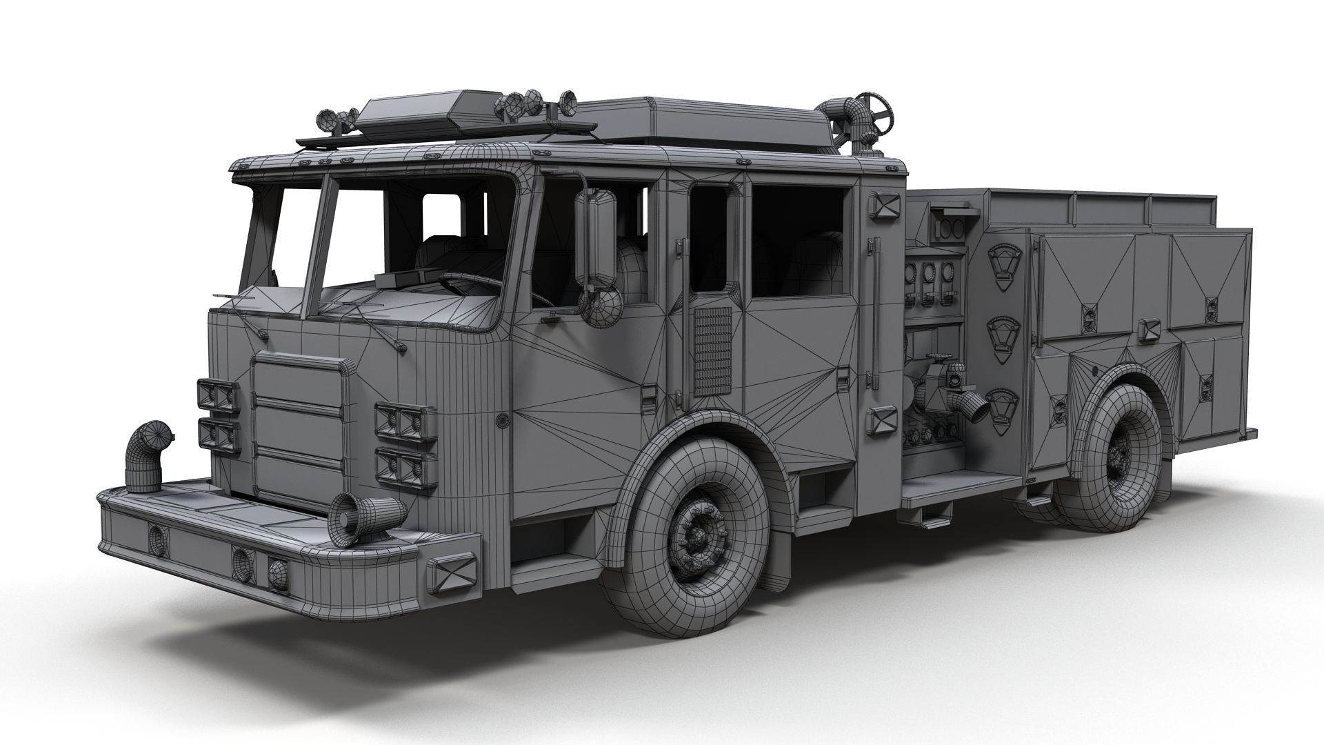 Generic fire truck Low-poly 3D model_9