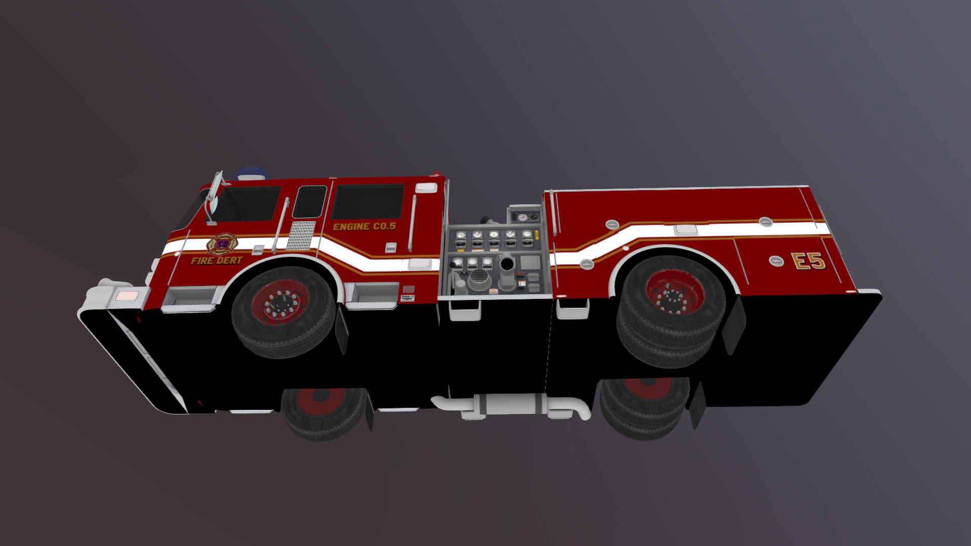 Generic fire truck Low-poly 3D model_38