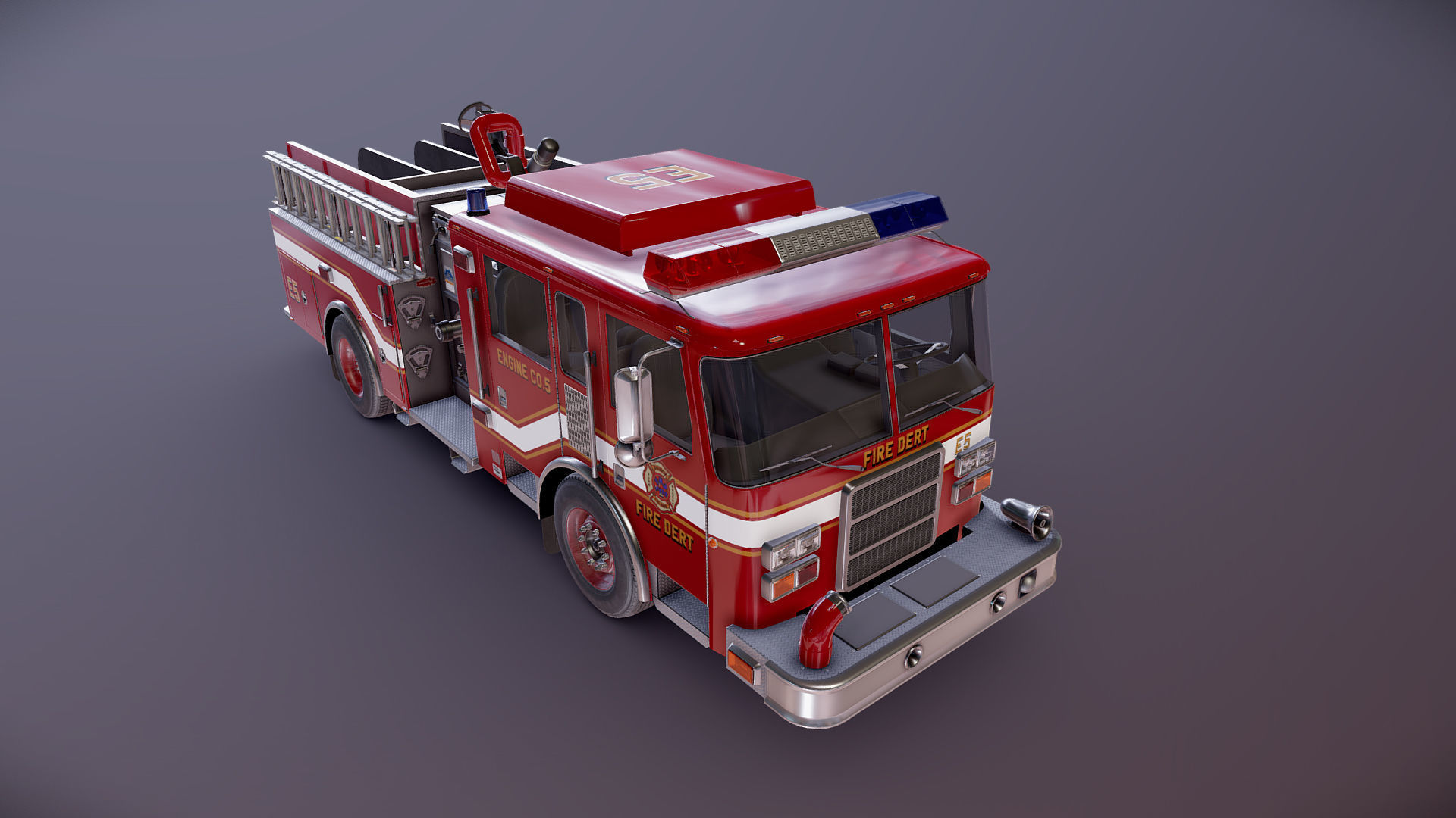 Generic fire truck Low-poly 3D model_22