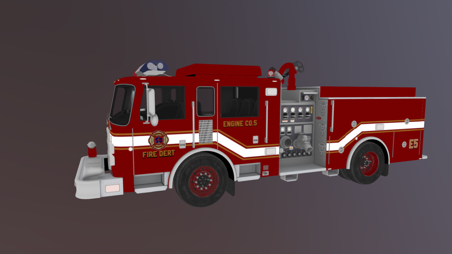 Generic fire truck Low-poly 3D model_35