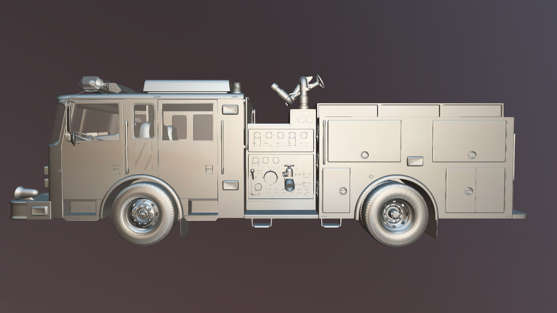Generic fire truck Low-poly 3D model_32