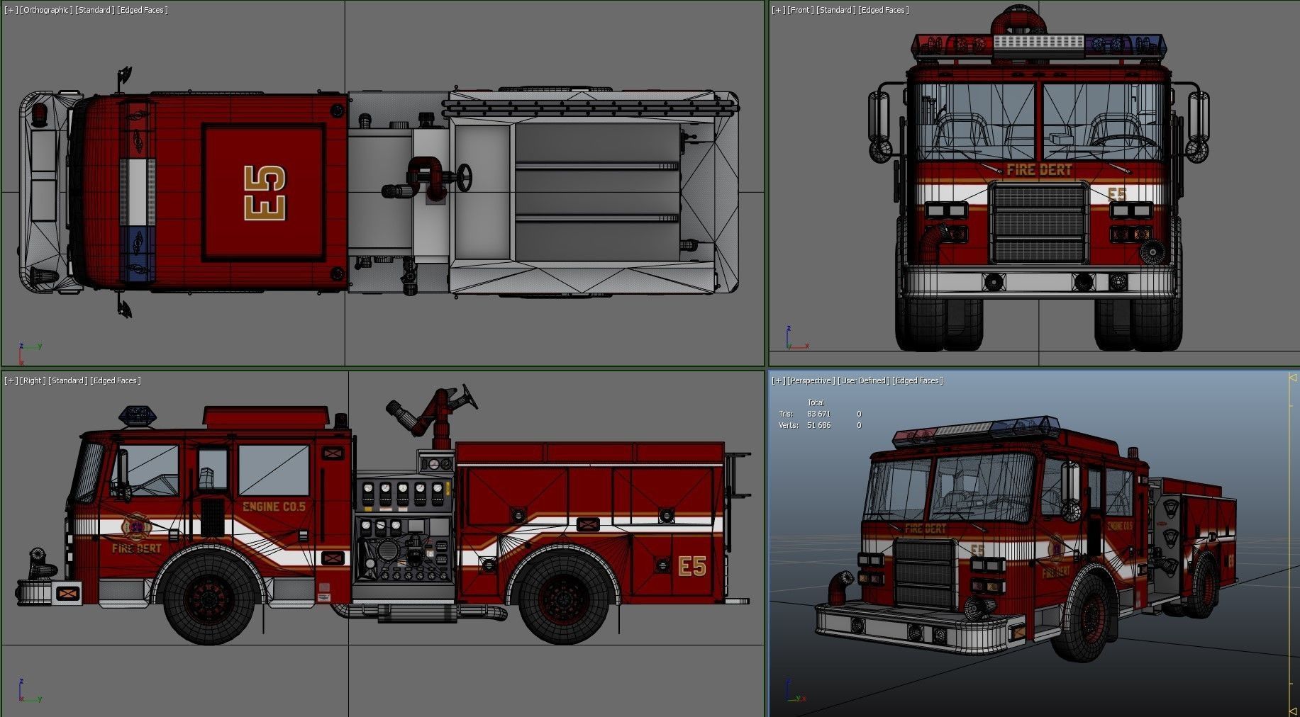 Generic fire truck Low-poly 3D model_41