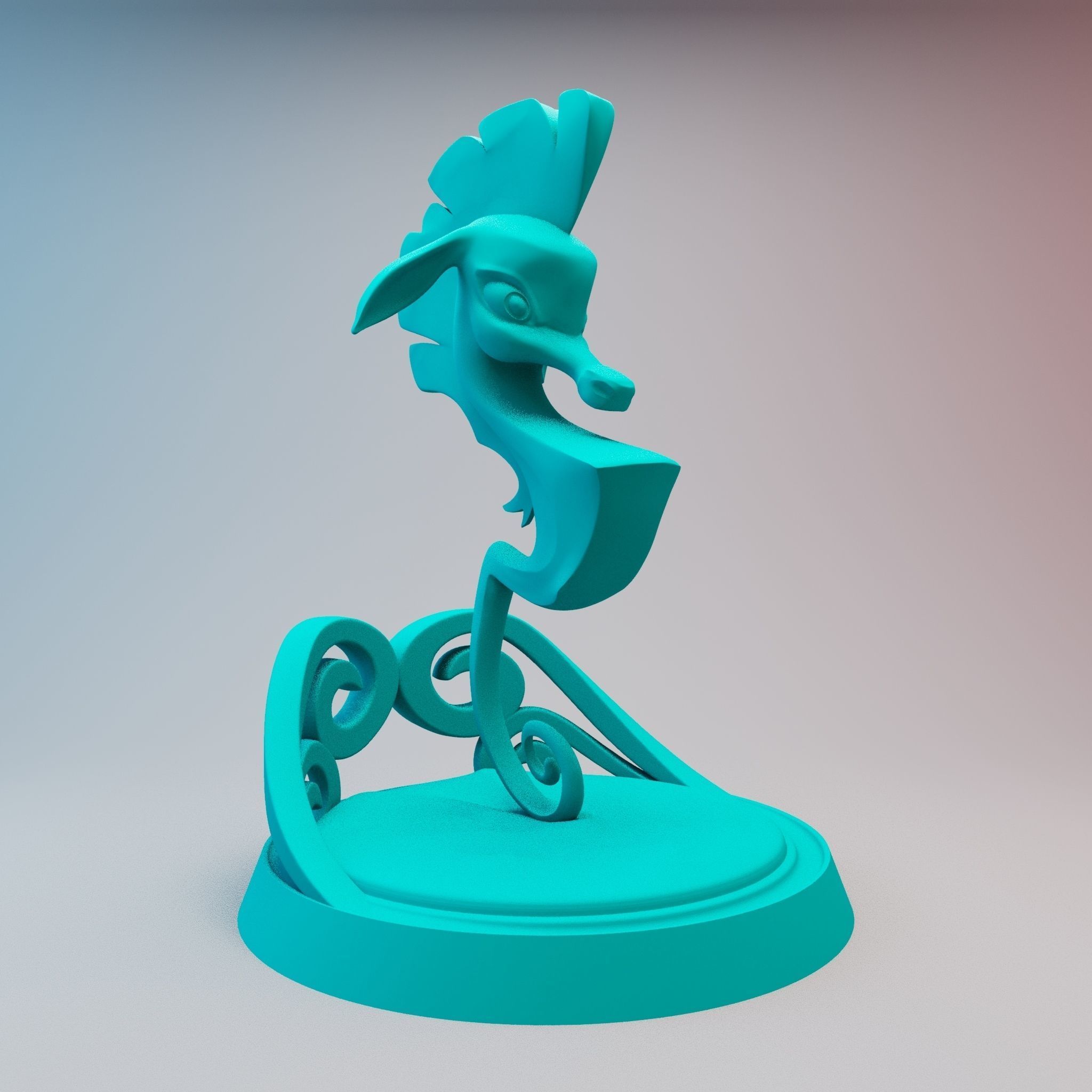 Seahorse disney style 3D print model_4