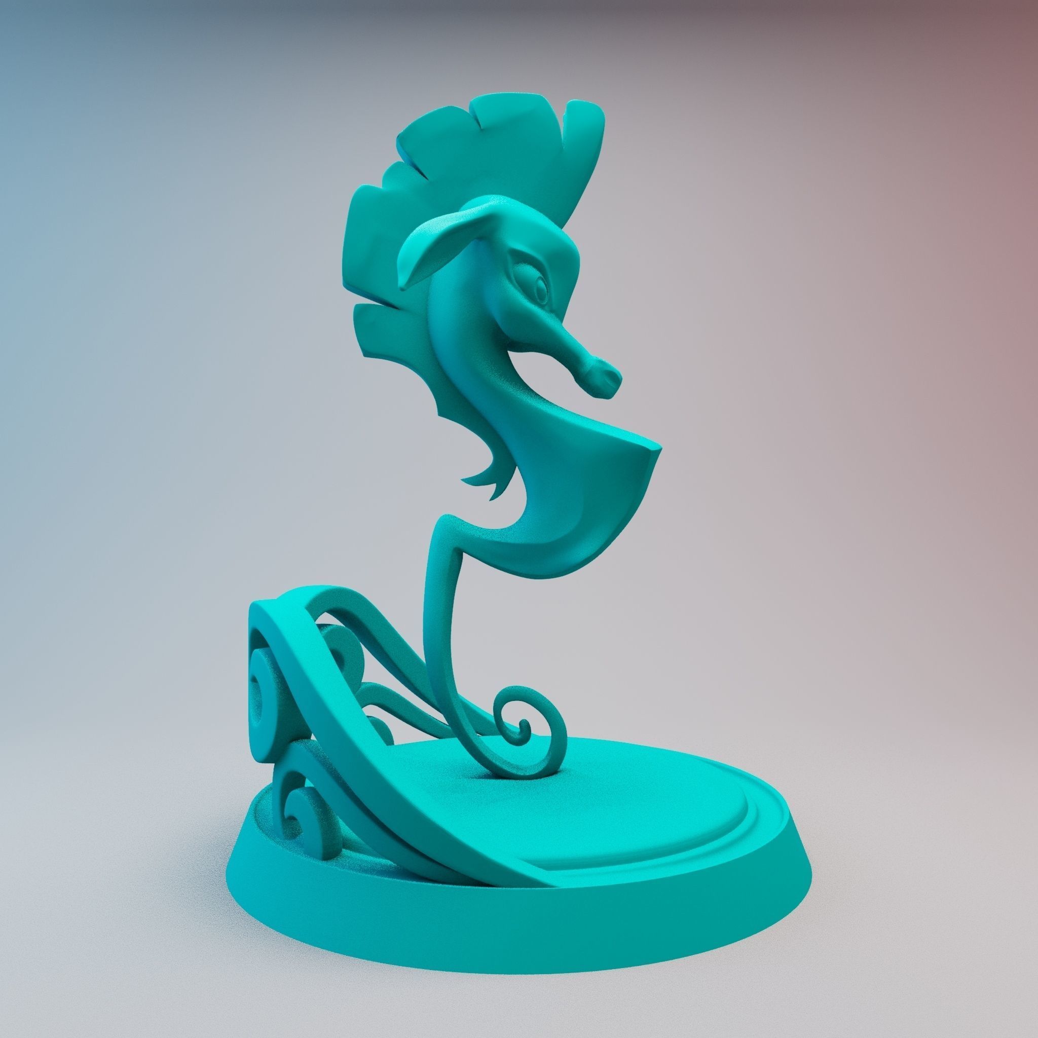 Seahorse disney style 3D print model_5