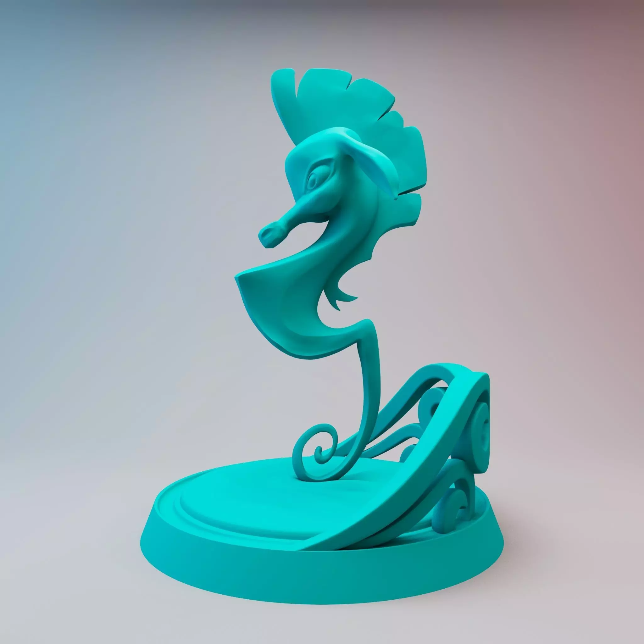 Seahorse disney style 3D print model_0