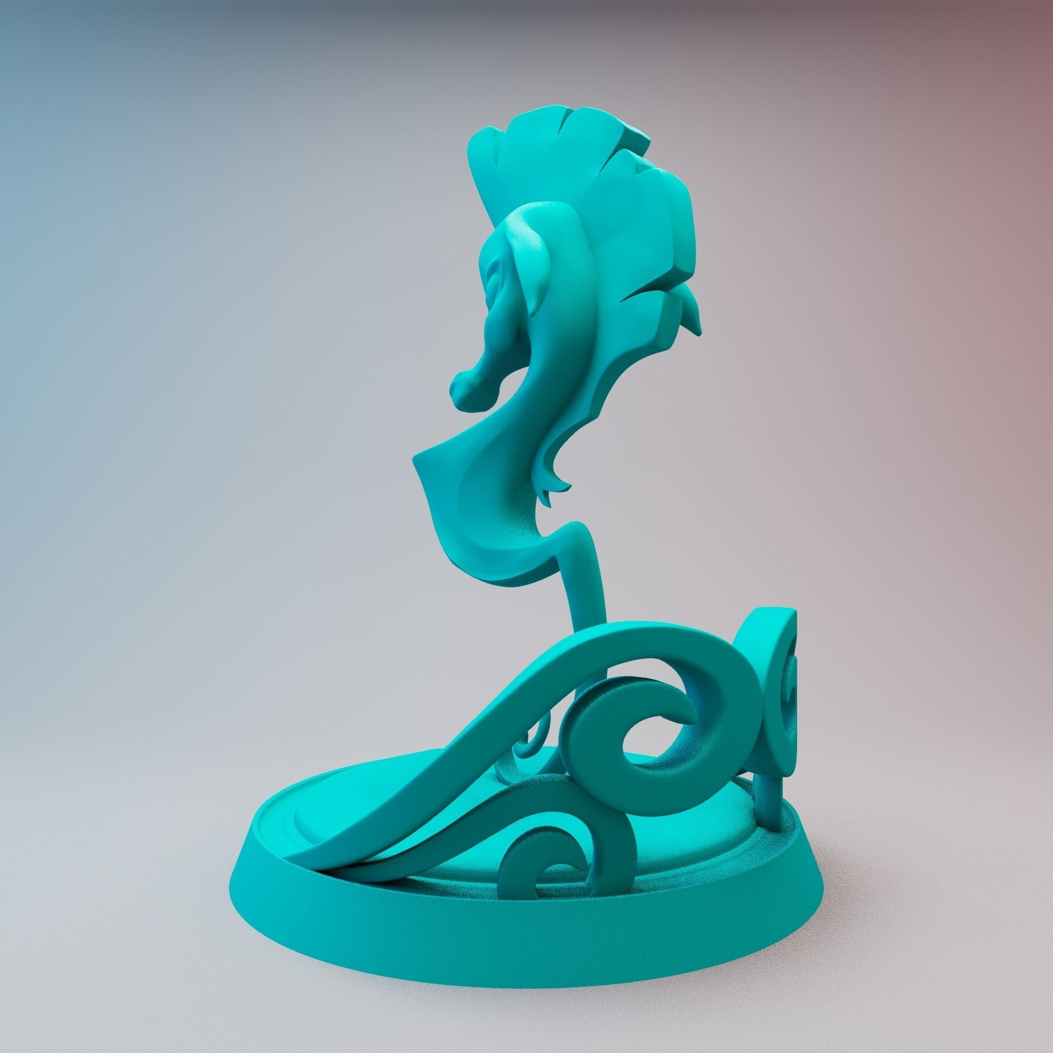 Seahorse disney style 3D print model_8