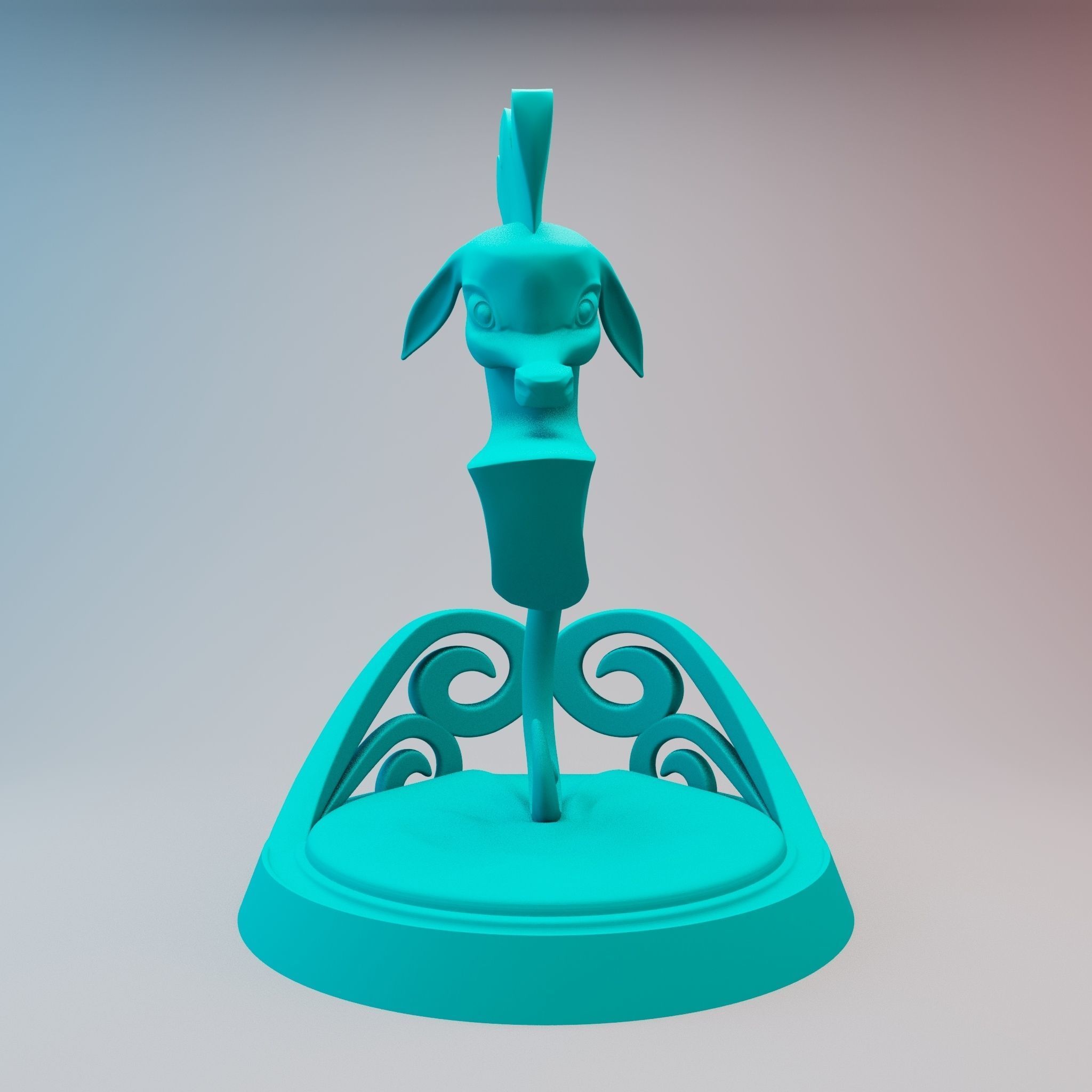 Seahorse disney style 3D print model_3