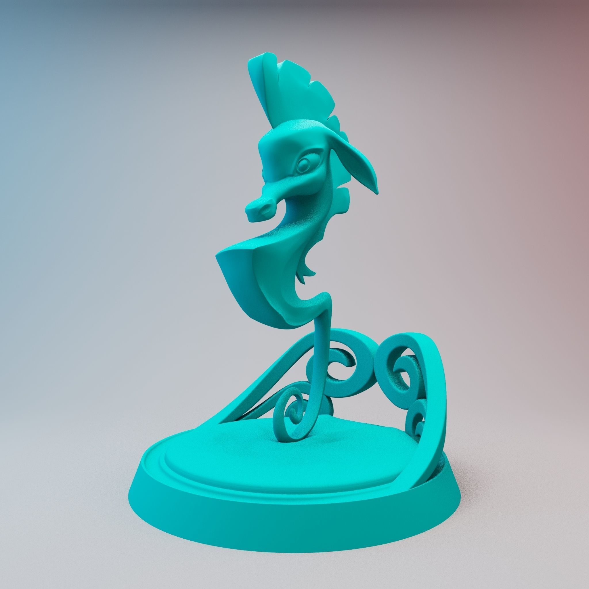 Seahorse disney style 3D print model_2