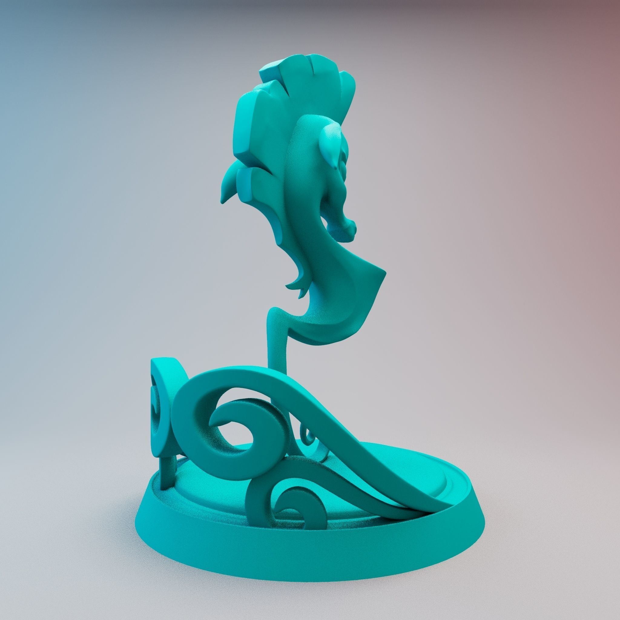 Seahorse disney style 3D print model_6