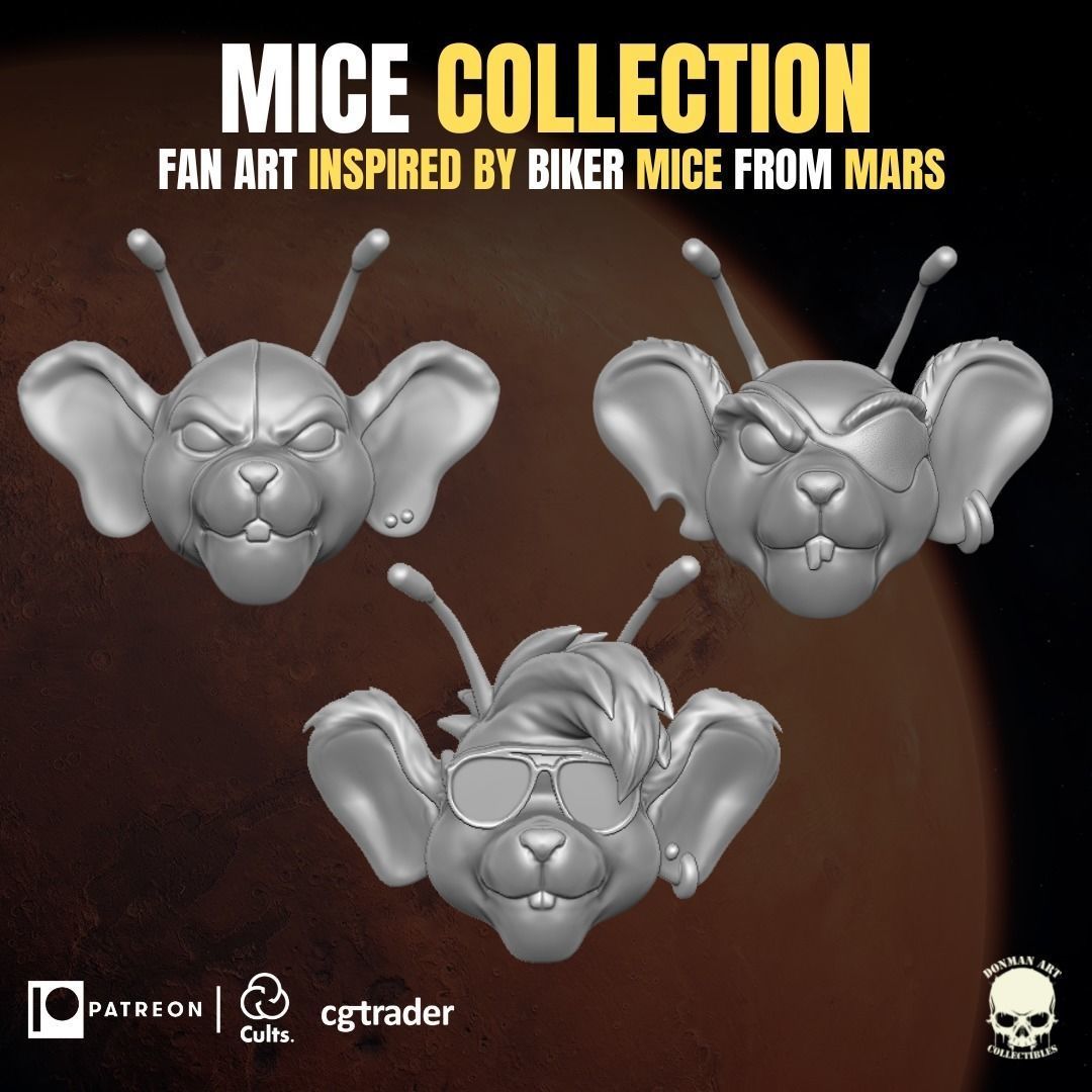 Mice collection fan art heads inspired by Biker Mice From Marss 3D print model_15