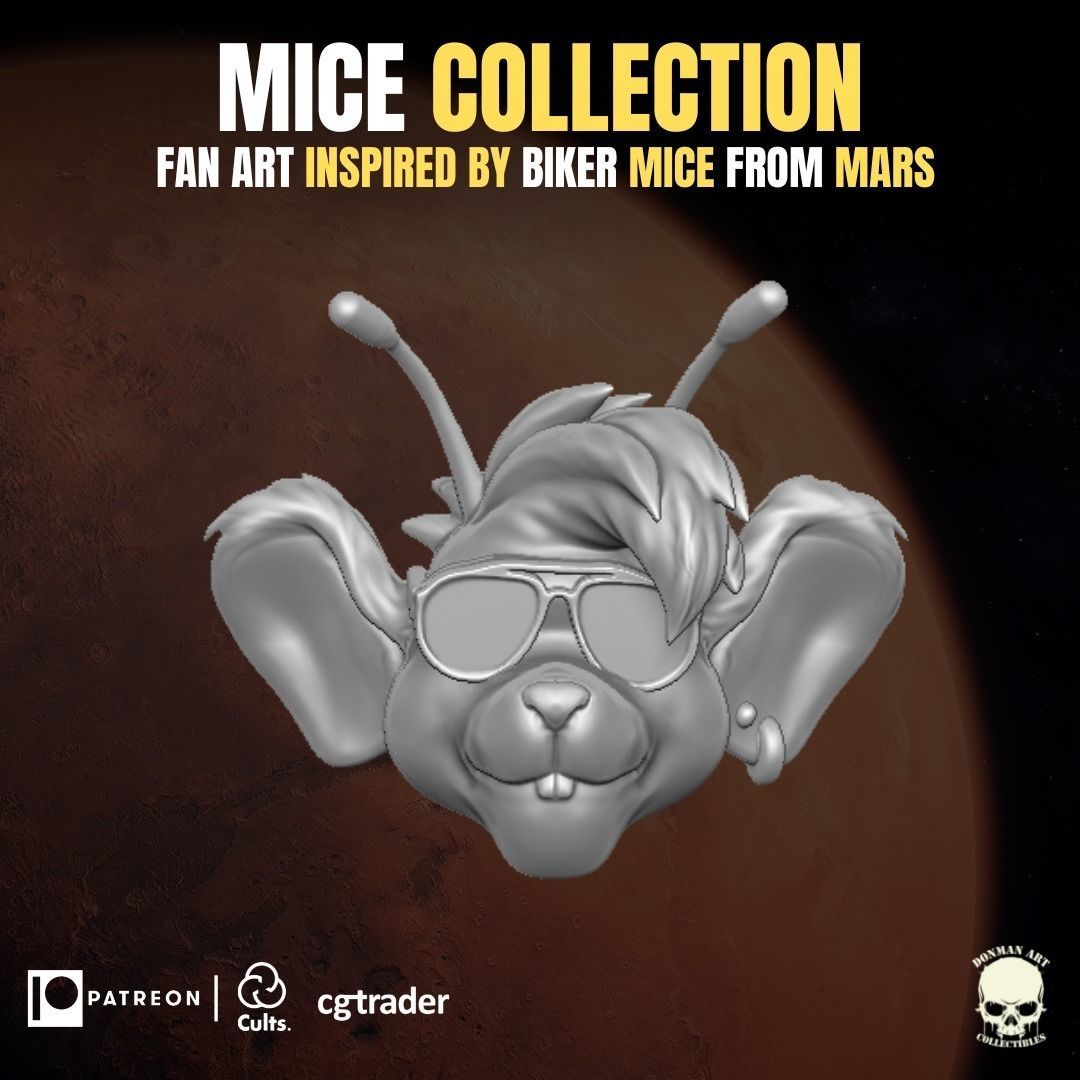 Mice collection fan art heads inspired by Biker Mice From Marss 3D print model_11