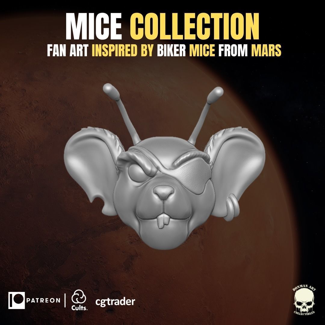 Mice collection fan art heads inspired by Biker Mice From Marss 3D print model_18