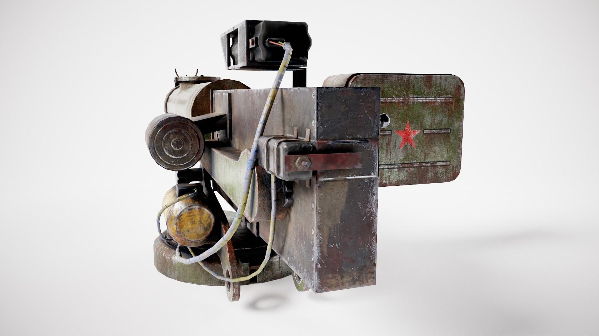 Machinegun  post-apocalypse turret Maxim  da1 rf1 Low-poly 3D model_8