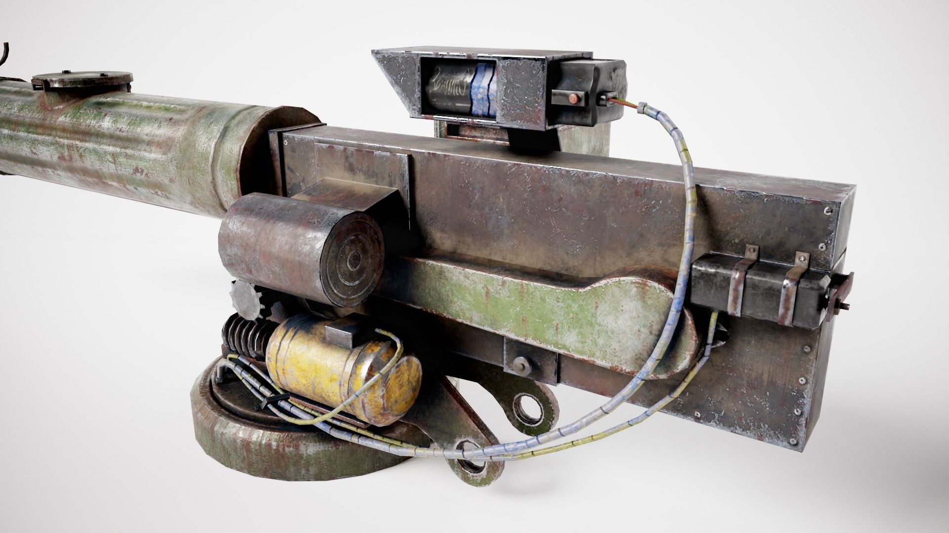 Machinegun  post-apocalypse turret Maxim  da1 rf1 Low-poly 3D model_10